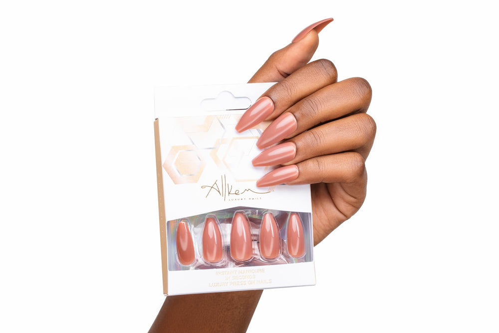 ALLKEM Mocha Long Coffin Press on Nails