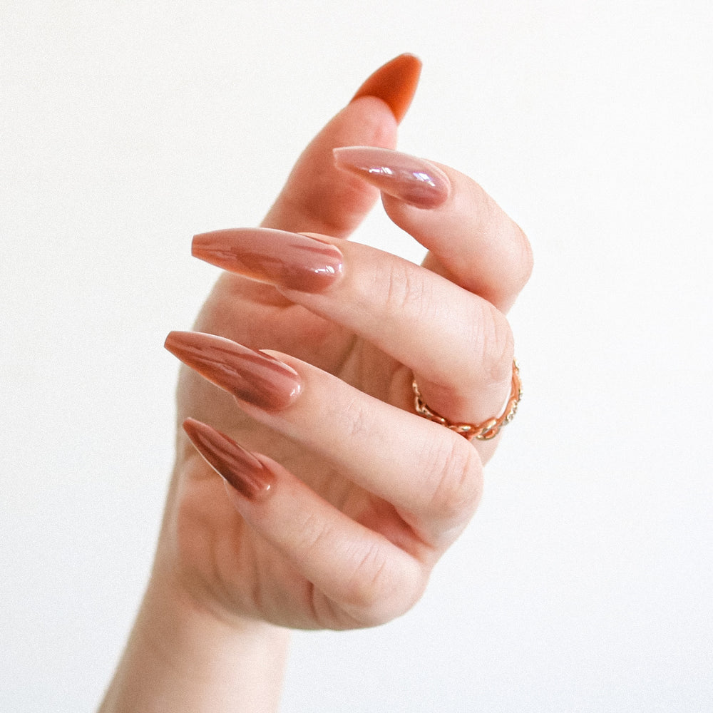 ALLKEM Mocha Long Coffin Press on Nails